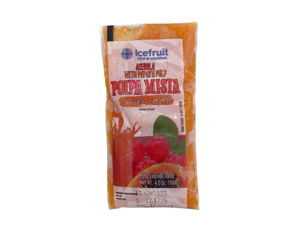 POLPA DE ACEROLA COM MAMÃO CONGELADA ICEFRUIT 100 G (CX 20 UN)